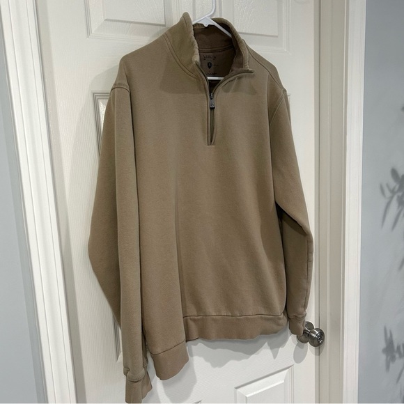 Arrow 1/4 Zip Tan Long Sleeve Pullover Mock Neck Sweatshirt Men's Large Tall - Picture 2 of 8